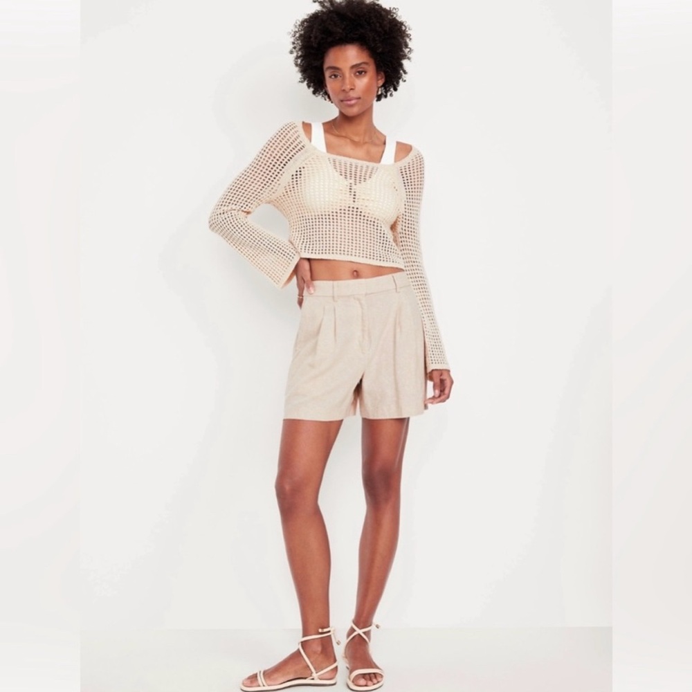 Old Navy Taylor Linen-blend Beige Women's Shorts